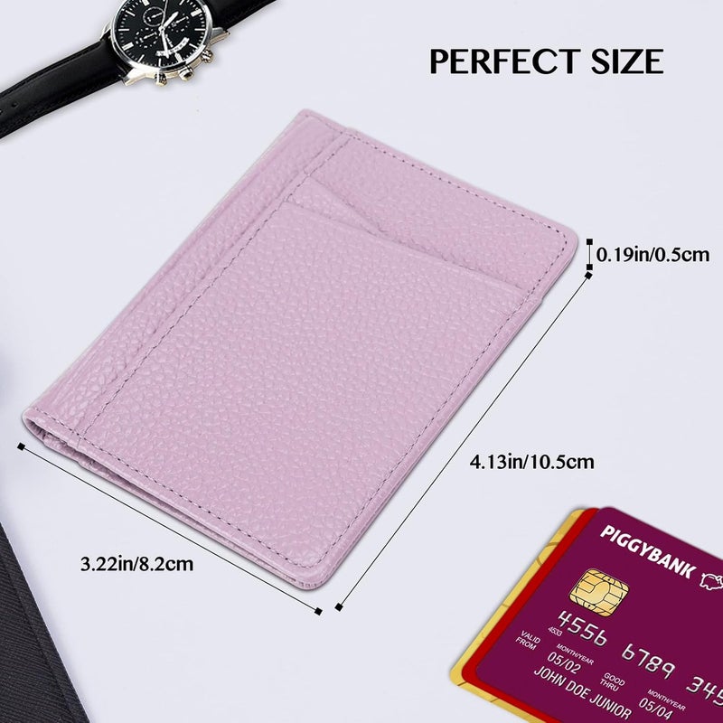 Unaone Slim Minimalist Wallet - Premium Leather RFID Blocking Front Pocket Wallets with 8 Card Slots and 2 ID Window, Purple - Image 3